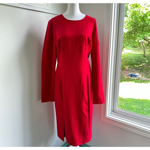 Black Halo NWT Covina Bonfire Red Single Cold Shoulder Sheath Dress Sz 14 XL - Picture 2 of 13